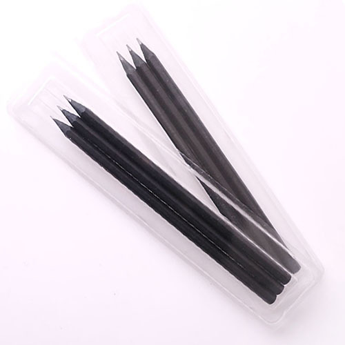 흑목육각미두연필 투명케이스3P세트